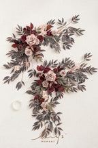Ling's moment 2PCS Artificial Floral Swags Centerpieces Burgundy Wedding Flower Greenery Arrangements for Sweetheart/Head Table Decor Car Wall Window Arch Garden Decor Burgundy & Dusty Rose Maroon