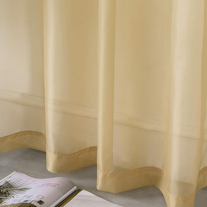 DUALIFE Antique Taupe Brown Sheer Curtains 84 Inch Length Grommet Light Brown Tan Semi Voile Curtain Panels Window Drapes for Living Room and Bedroom Window Treatments 2 Panels 52 x 84 Inch Natural