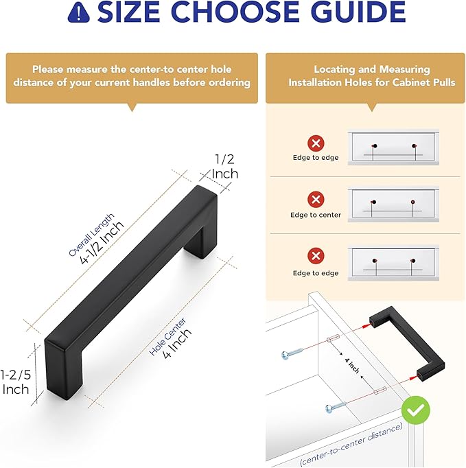 Ravinte 10 Pack 4 Inch Kitchen Square Cabinet Handles Matte Black Cabinet Pulls Black Drawer Pulls Kitchen Cabinet Hardware Handles