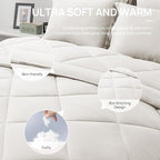 Love's cabin Full Comforter Set Off White, 7 Pieces Full Bed in a Bag, All Season Bedding Sets with 1 Comforter, 1 Flat Sheet, 1 Fitted Sheet, 2 Pillowcase and 2 Pillow Sham