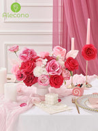 Alecono Artificial Flowers, Hot Pink Fake Flowers Combo Box with Stems for DIY Wedding Bridal Bouquets, Cake Home Decor Indoor Outdoor