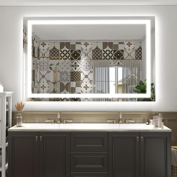 50x36 LED Lighted Bathroom Mirror for Wall, Large Vanity Mirror with Lights, Dimmable, Anti-Fog, Shatter-Proof, ETL Listed (Front + Backlit)