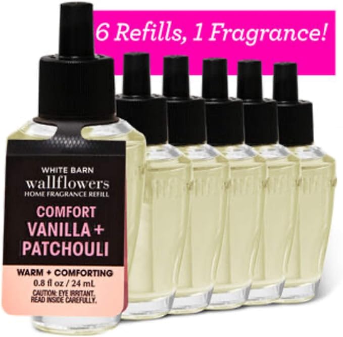 6 Pack Aromatherapy Vanilla Patchouli Wallflowers Fragrance Refill 0.8 Oz.