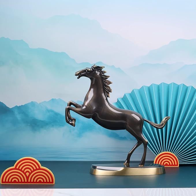 Brass Standing Horse Statue, Scandinavian Luxury Office Living Room Decor, Handmade Horse Figurines - For Desktop Coffee Table Shelves Entrance Tables Fireplaces Decor