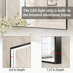 30x36 Inch LED Bathroom Mirror, Black Metal Framed Lighted Mirror for Bathroom, Wall Mouted LED Vanity Mirror with Lights, 3 Colors and Stepless Dimmable, Anti-Fog, Memory