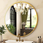 HARRITPURE Round Mirror 19.6 Gold Wall Mounted Circle Mirrors Vanity Mirror with Brushed Aluminum Alloy Frame Modern Decoration for Bathroom, Living Room, Vanity, Bedroom, Entryway