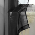 HUTO Black Sheer Curtains 54 inches Long for Bedroom Top Rod Pocket Sheer Window Panels Curtains for Nursery Living Room 52 by 54 Inch Length Set of 2