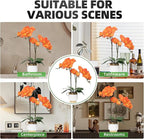 CXGS Orchids Artificial Flowers Real Touch Fake Flowers in Ceramic Pot 20" Orange Faux Orchid Plant Lifelike Silk Phalaenopsis for Centerpiece Hotel Home Indoor Decor