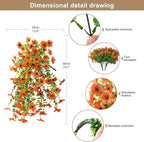 Artificial Hanging Flowers Plants for Outdoor Fall Decoration, 2PCS Faux Silk Daisy UV Resistant Look Real for Outside Home Indoor Planter Porch Window Yard Autumn Decor(Orange)