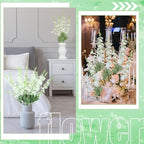 12 Pcs White Delphinium Artificial Flower 35.4'' Long Larkspur Stem White Fake Faux Silk Flowers Bulk for Tall Vase Floral Arrangements Home Centerpiece Table Wedding Decor