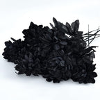 Artflower 10 Pack Artificial Silk Dahlia Bouquet with Long Stem, 16” Black Fake Flower Floral Arrangements Wedding Bridal Bouquet for Halloween Harvest Festival Table Centerpieces Home Decor