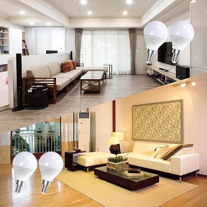 6 Pack E12 LED Candelabra Light Bulbs, 60 Watt Equivalent, Warm White 2700K, 120V Chandelier Llight Bulb, A15 / G45 Shape Ceiling Fan Light Bulbs, Bright Small Bulb Non-Dimmable