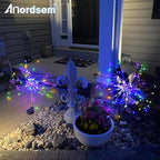 Anordsem Solar Lights Outdoor Decorative: Bendable Copper Wire with 120 LED Firework Beads - Waterproof DIY Colorful Fun Decorating Yard Garden Patio - Christmas Gifts for Homeowner Over 30