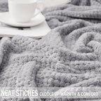 Exclusivo Mezcla Fleece Bed Blanket Twin Size, Super Soft and Warm Blankets for Couch, Sofa and Bed Waffle Textured, Cozy, Fuzzy and Lightweight (Light Grey, 90x66 Inches)