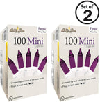 Brite Star 100 Count Mini String Christmas Lights, Purple - 22 feet Indoor/Outdoor Christmas Tree Lights with White Wire (Set of 2)