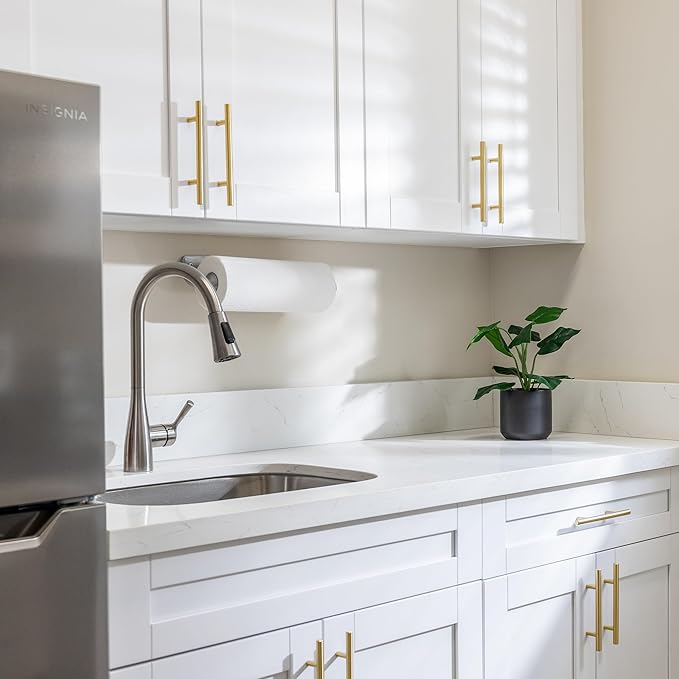 JOY DECOR 3 Pack Cabinet Handles, Gold Cabinet Pulls, 2-1/2 in Hole Center Kitchen Cabinet Handles, Stainless Steel T Bar Handles for Dresser Drawers