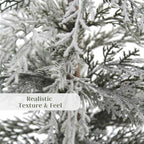 CG Hunter Holiday Collection, Set-of-2 Faux Flocked Cedar Trees, Premium Artificial Indoor & Outdoor Cedar Tree Stands 24" Tall in Pot–Perfect Christmas Decoration