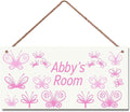 Personalized Name's Pretty Purple and Pink Butterflies Sign For Nursery Kid's Children's Girls Bedroom Door Sign Wood Plaque Sign Wall Decor Wall Art Decor Decorative Plate