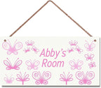 Personalized Name's Pretty Purple and Pink Butterflies Sign For Nursery Kid's Children's Girls Bedroom Door Sign Wood Plaque Sign Wall Decor Wall Art Decor Decorative Plate