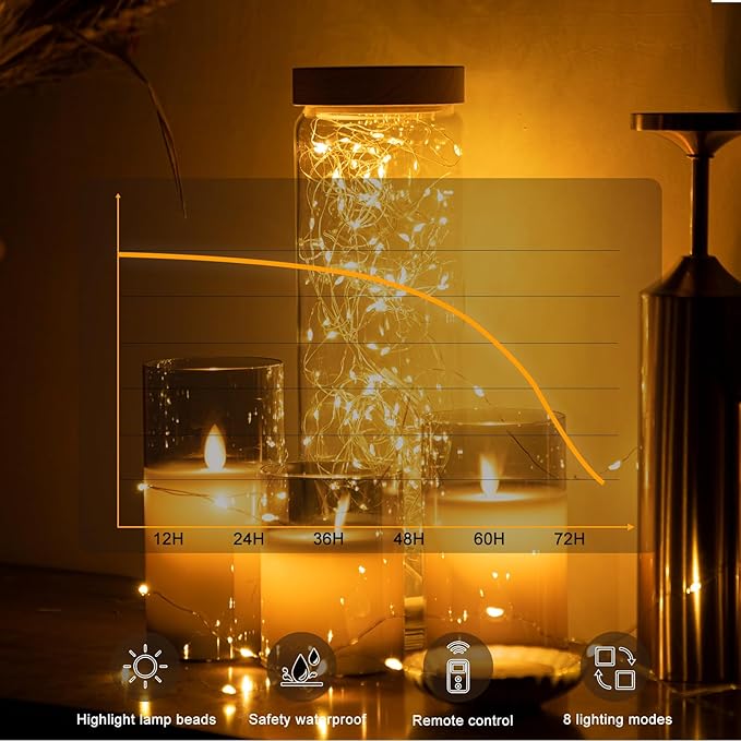 6PCS Fairy Lights Battery Powered with Remote, 7ft 20LEDs Warm White Twinkle Mini Lights with Timer, Waterproof Small Silver Wire Firefly Starry for DIY Wedding Party Christmas