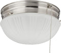Westinghouse 6721000 Two-Light Flush-Mount Interior Ceiling Fixture with Pull Chain, Brushed Nickel Finish with Frosted Fluted Glass, Diameter: 8.75 Inches