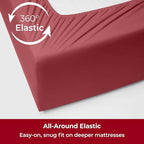 Mellanni Extra Deep King Sheets - 4 PC Iconic Collection Bedding - Hotel Luxury, Ultra Soft, Cooling Bed Sheets - Wrinkle, Fade, Stain Resistant (King, Brick Red)