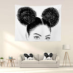 Batmerry Black Woman Afro American Tapestry, Shirt Graphic Hair Girl Beach Towel Hippie Trippy Tapestry Wall Art Meditation Decor for Bedroom Living Room Dorm, 51.2 x 59.1 Inches