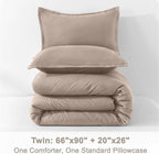 Litanika Light Coffee Twin/Twin XL Comforter Set, 2 Pieces Lightweight Solid Bedding Set, All Season Fluffy Bed Set (66x90In Comforter & 1 Pillowcase)