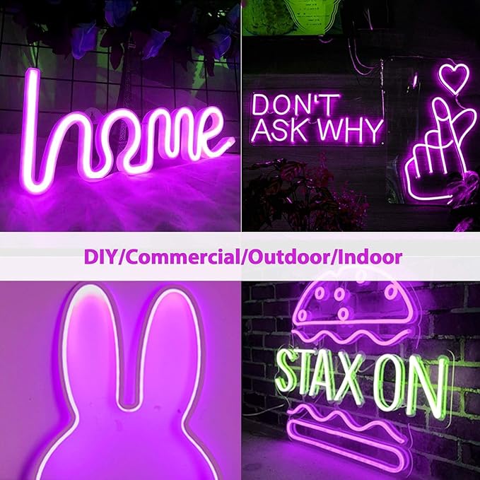 Lamomo LED Strip Lights, 32.8Ft Purple Neon Led Rope Lights, 0.65in/Cut DIY Flexible Silicone Waterproof 24V Led Light Strip for Bedroom,Indoor, Living Room, Kitchen（Power Adapter not Included）