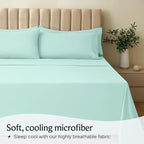 LuxClub 4 PC Sheet Set Bed Sheets Deep Pockets 16" Eco Friendly Wrinkle Free Cooling Machine Washable Hotel Bedding Silky Soft - Aquamarine Queen