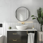 Black Circle Mirror, Round Bathroom Mirror 20 inch, Round Wall Mirror Metal Frame, Circle Mirrors for Bathroom, Vanity, Bedroom, Hallway.