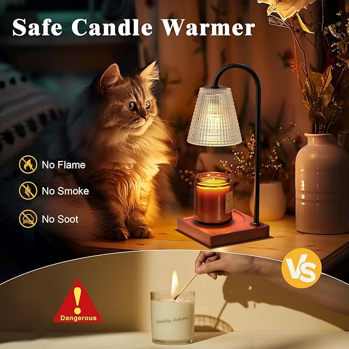 Hong-in Candle Warmer Lamp with Timer-Dimmable Black Candle Warmer,New Mom Gifts,House Warming Gifts New Home Bedroom Decor,Wax Warmer for Scented Wax Jar Candles