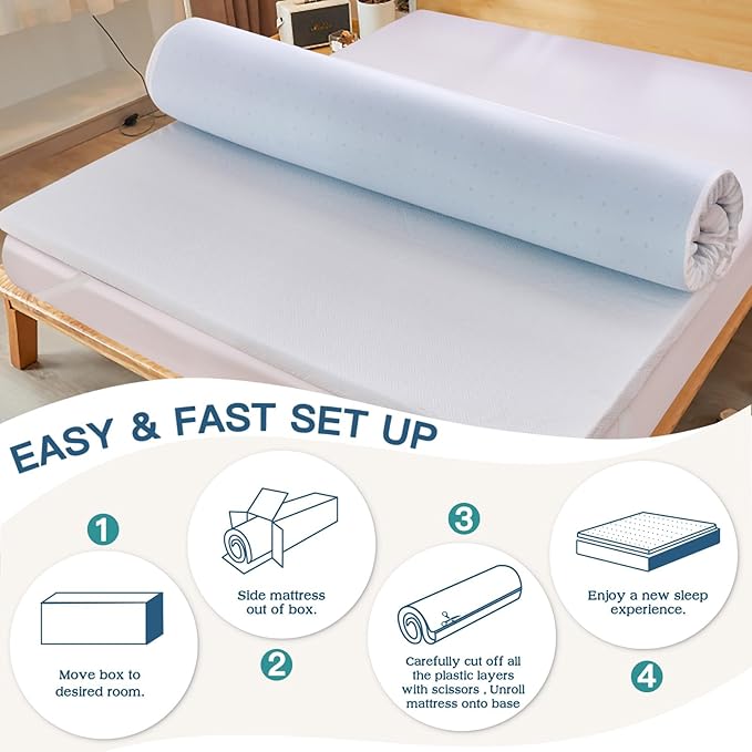 Airensky 3 Inch Memory Foam Mattress Topper, Cooling Gel Infused High Density Cal King (72"x84") Topper with Removable Washable Cover, Bed Topper for Pressure Relief Back Pain, CertiPUR-US Certified