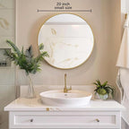 Gold Circle Mirror, Round Mirror 20 inch, Gold Mirror Metal Frame, Round Wall Mirrors for Bathroom, Bedroom, Living Room, Entryway.
