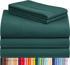 LuxClub 5 PC Split King Sheet Set, Breathable Luxury Bed Sheets, Deep Pockets Wrinkle Free Cooling Sheets Machine Washable Hotel Bedding Silky Soft - Emerald Split King