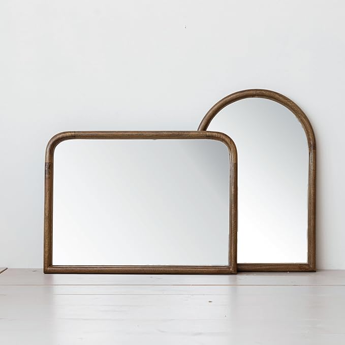 Creative Co-Op Arched Mango Wood Wall Mirror, Natural