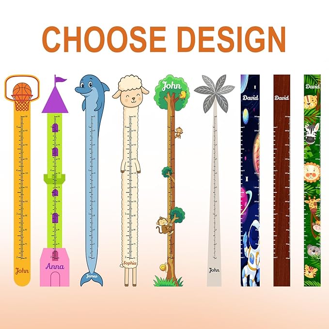 Personalized Growth Chart for Wall, Wooden Height Chart for Kids, Cute Height Measurement for Child/Girls/Boys, Baby and Toddler's Playroom/Kid's Room/Nursery Decor, Elephant