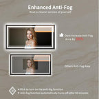 Bathroom Mirrors with Lights, 55x28 Inch Black Framed Gradient Front and Backlit LED Vanity Mirror, 3 Colors Dimmable CRI>90, IP54 Enhanced Anti-Fog Smart Mirror