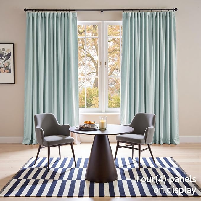 Lazzzy Velvet Blackout Curtains Thermal Insulated Room Window Drapes Super Soft Luxury Curtains for Living Room Bedroom Rod Pocket 2 Panels, Misty Blue, 52" W x 84" L