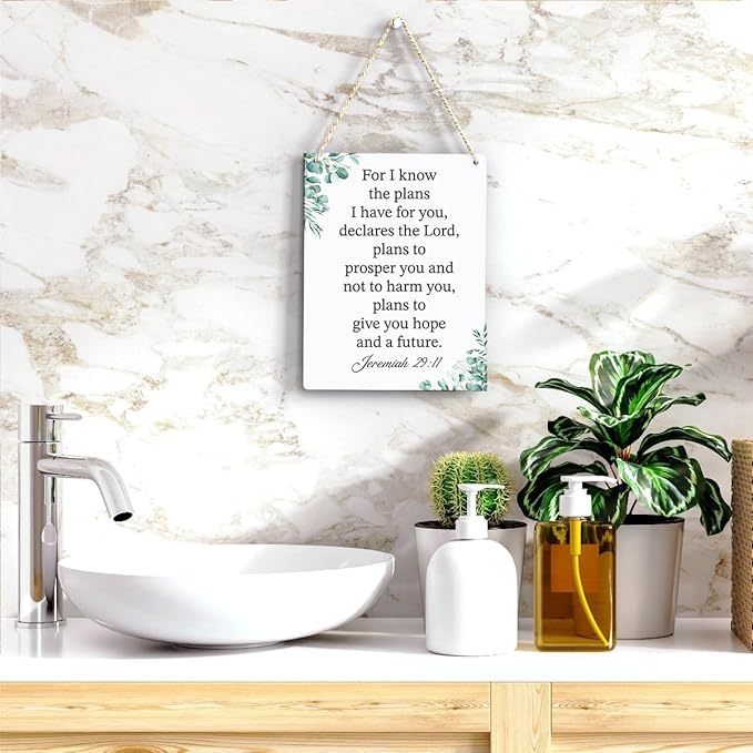 For I Know the Plans I Have for You Jeremiah 29:11 Inspirational Decor Christian Gifts Bible Verse Wall Art Scripture Wooden Hanging Sign for Modern Home Office Wall Art Decoration 8 x 10 Inches