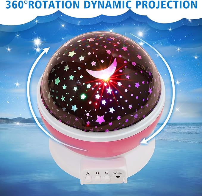 Night Light for Kids, Toys for 3 4 5 6 7 8 Year Old Boys Girls, Star Projector 360 Degree Rotation - 4 LED Bulbs 12 Light Color Changing with USB Cable, Romantic Gifts for Men Women Children