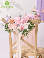 Alecono Artificial Flowers, Pink Purple Fake Flowers with Stems for DIY Wedding Bridal Bouquets, Cake Floral Arrangement Home Decor Indoor Outdoor