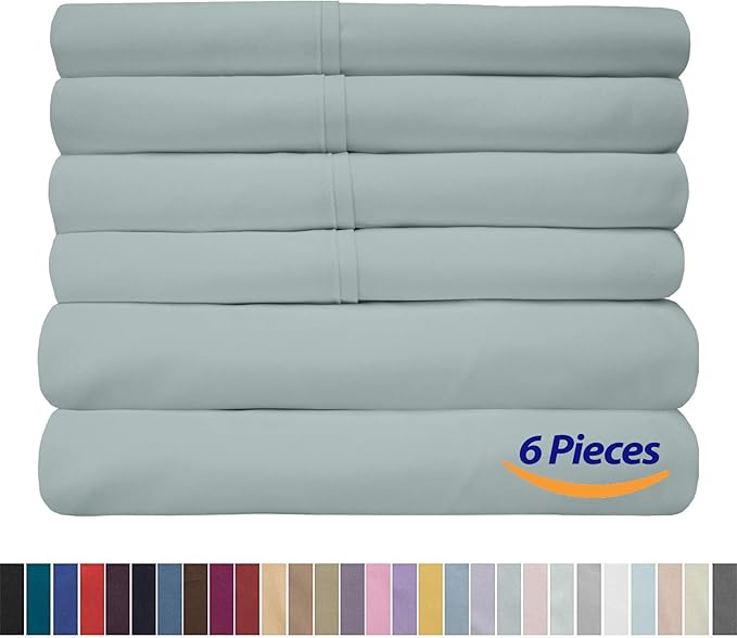 6 Piece Bed Sheet Set, Split King, Slate
