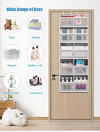 Over the Door Organizer - 10 Compartments, 80 lbs Load Behind Door Storage, Extra Large Hanging Storage Organization, Door Hanging Organizer for Bedroom, Bathroom, Nursery, Shoes, Diaper, Grey