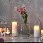 PHOSPHOR 24 PCS Glass Candle Holder - Hurricane & Pillar Candle Holder, Clear Glass Cylinder Vase for Centerpieces, Wedding & Party Decoration