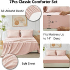 CozyLux Queen Comforter Set Blush Pink - Bed in a Bag Queen Size 7 Pieces, Luxury Soft Bed Set for All Seasons, Bedding Set with Down Alternative Comforter, Sheets, Pillowcases & Shams