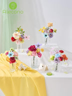 Alecono Artificial Flowers, Colorful Combo Silk Fake Flowers with Lemon Accessories for Cake Decorations, Home Table Centerpieces Birthday Party Decor