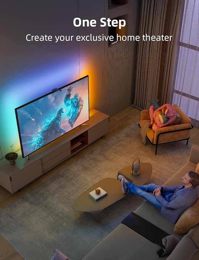Ailofy Smart TV LED Backlight with Camera, 16.4ft LED Strip Lights Sync to Screen & Music, Color Changing Lights for TV, Works with Alexa & Google Assistant, App Control