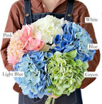 4PCS Real Touch Faux Hydrangea Flowers, 21" Green Latex Silk Flowers for Decoration,Vintage Fake Bouquet Flowers for Wedding Centerpieces Tables Party Outdoor Home Baby Showers