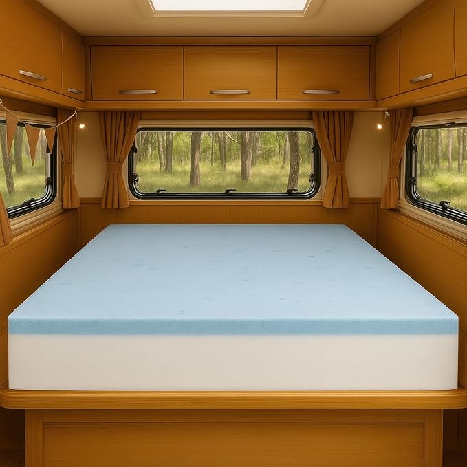 Foamma 2” x 30” x 75” Truck, Camper, RV Travel Visco Gel Memory Foam Bunk Mattress Topper, Made in USA, Comfortable, Travel Trailer, CertiPUR-US Certified, Cover Not Included
